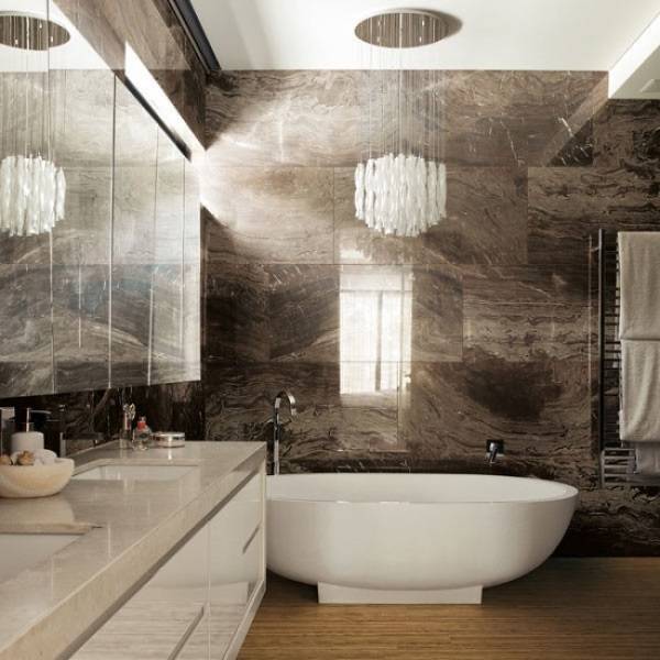 Дизайн ванной комнаты с мраморной плиткой 