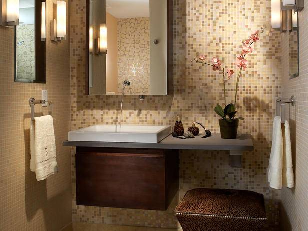 Дизайн ванной комнаты с навесной раковиной 