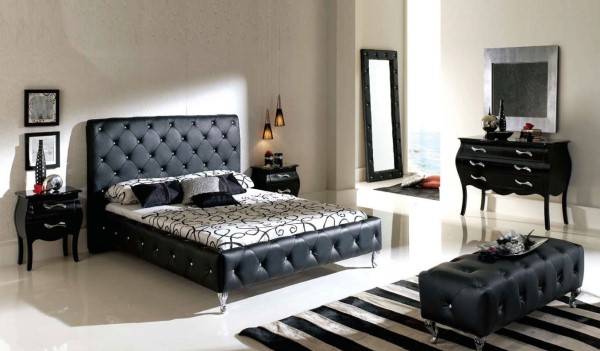 Siyah mobilyalı yatak odası tasarımı