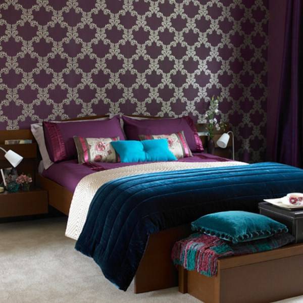 Дизайн спальни в роскошных цветах