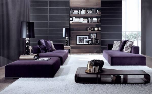 Фиолетовая мебель в гостиной