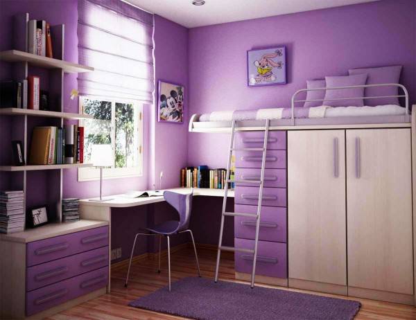 Дизайн детской комнаты в фиолетовом цвете