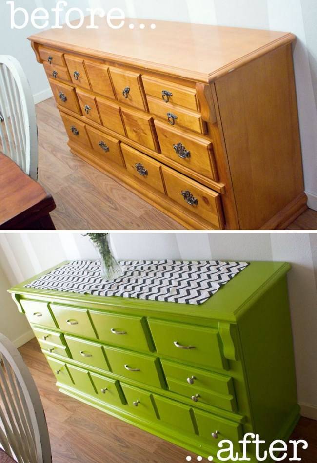 Покраска мебели в зеленый цвет