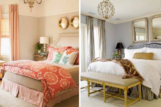 Дизайн спальни с золотистым декором 