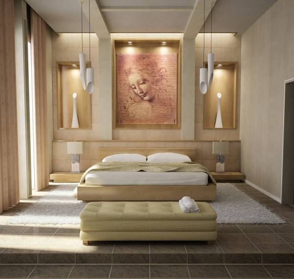 Вдохновляющий дизайн спальни со скульптурными светильниками 