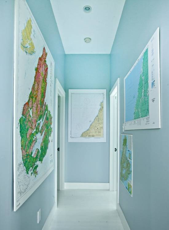 Украшение комнаты географическими картами 
