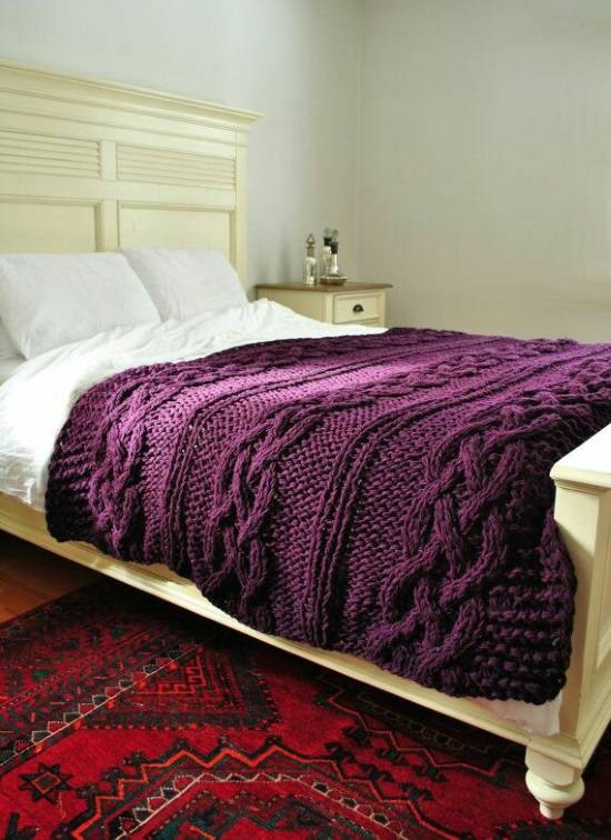 Вязаное покрывало для спальни