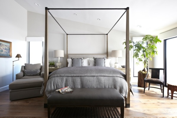 Простой дизайн спальни в стиле эко