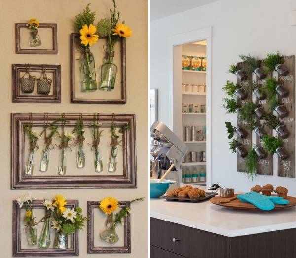Декор стен кухни с растениями