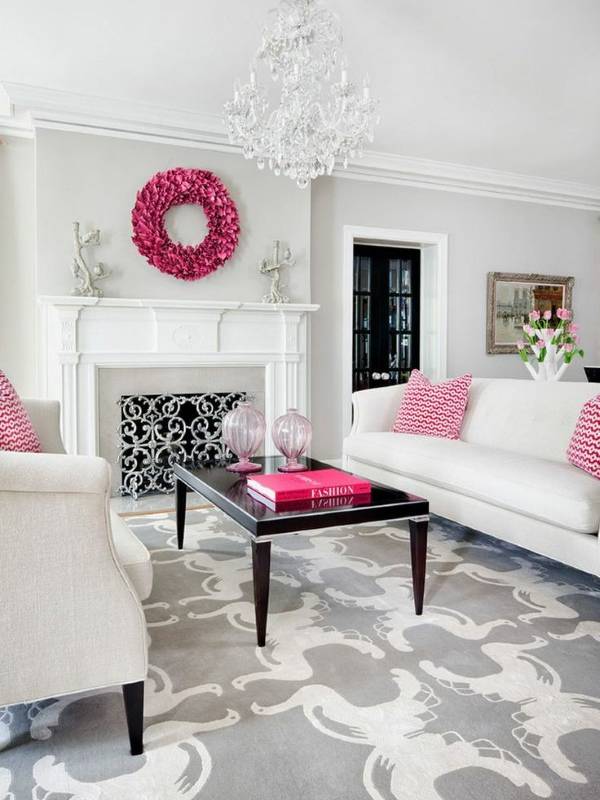 Декорирование интерьера с розовым цветом 