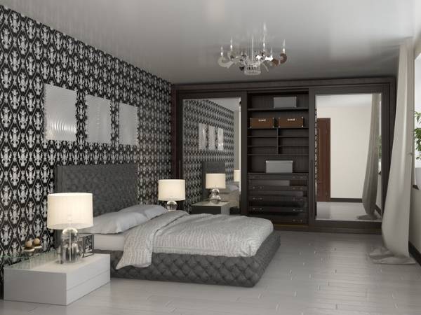 Красивый дизайн спальни и встроенный шкаф