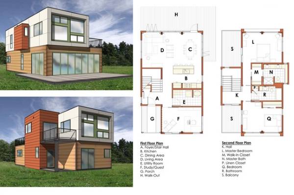 Дизайн двухэтажного частного дома с чертежами комнат