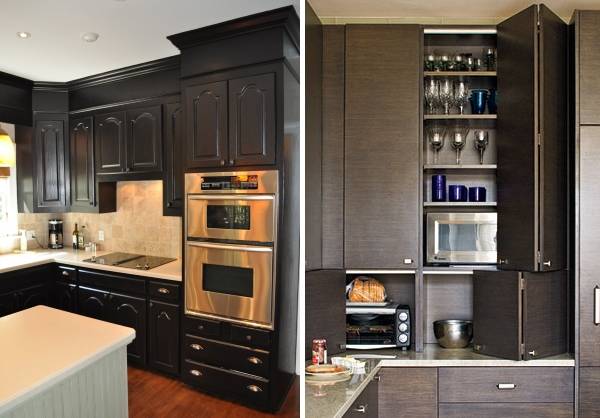 Красивые встроенные шкафы в дизайне кухни