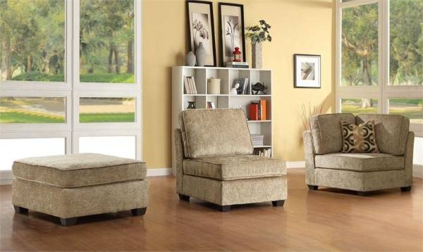 Модульный угловой диван из трех частей - угловое кресло, кресло и пуф