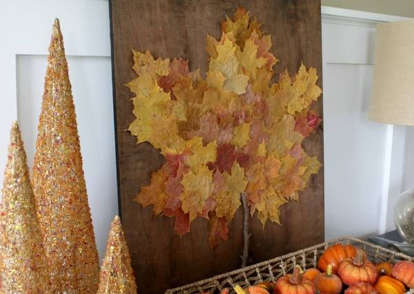 Осенний декор из листьев своими руками - аппликация