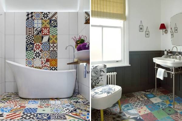 Ванная комната дизайн фото модная плитка 2015 пэчворк