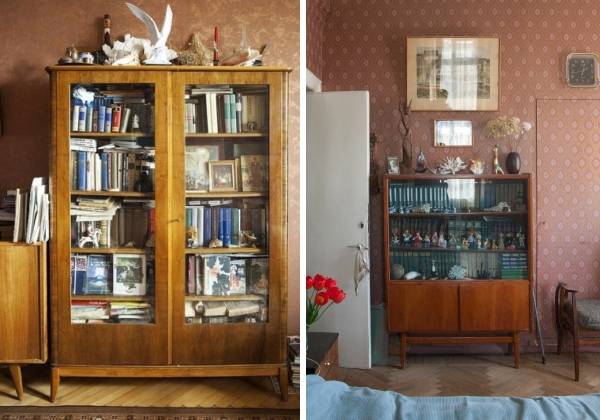Советская мебель - книжные шкафы и полки в интерьере