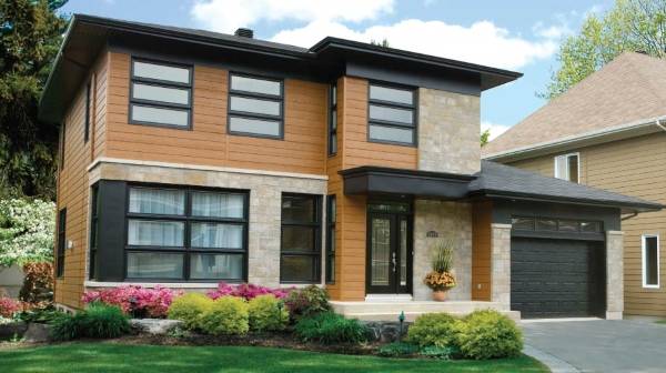 Отделка фасадов частных домов фасадными панелями - фото деревянных панелей