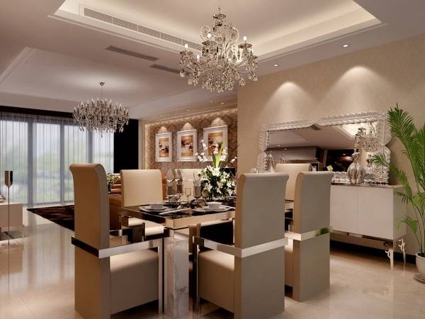 Luxury дизайн интерьера и хромированный обеденный стол