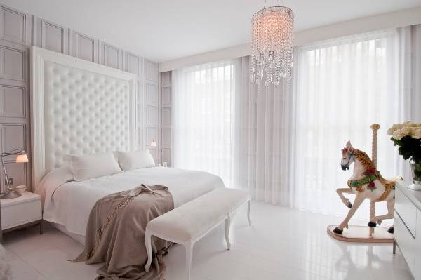 luxury дизайн белой спальни фото