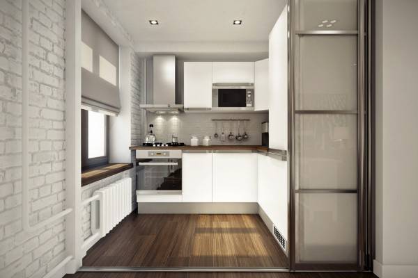 Небольшая кухня в дизайне двухкомнатной квартиры 45 кв м 