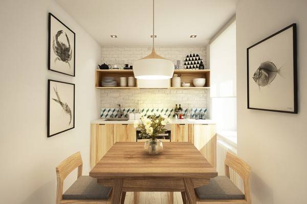 Маленькая кухня в дизайне квартиры 40 кв м