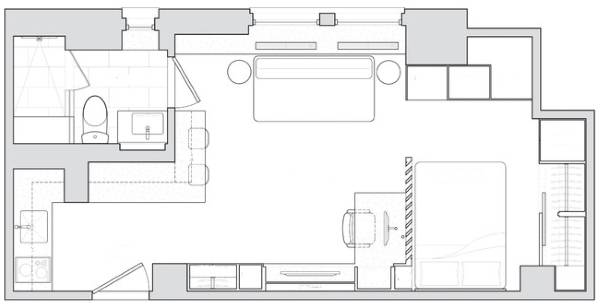 Дизайн проект квартиры 40 кв м - схема комнат