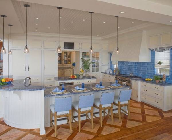 Красивый интерьер в голубых тонах - фото кухни