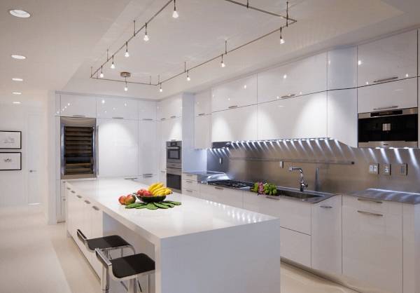 Современные потолочные светильники для кухни - спот-система фото