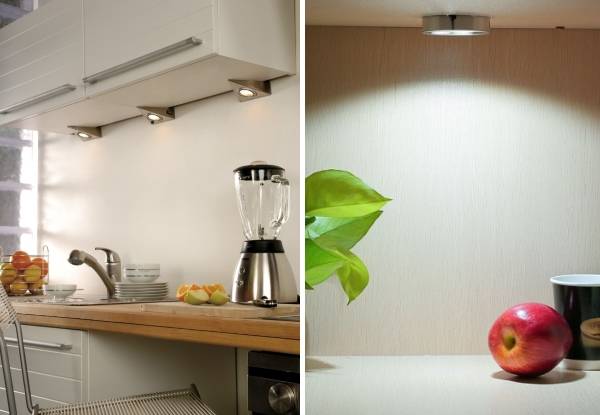 Светодиодные светильники для кухни под шкафы накладные на фото