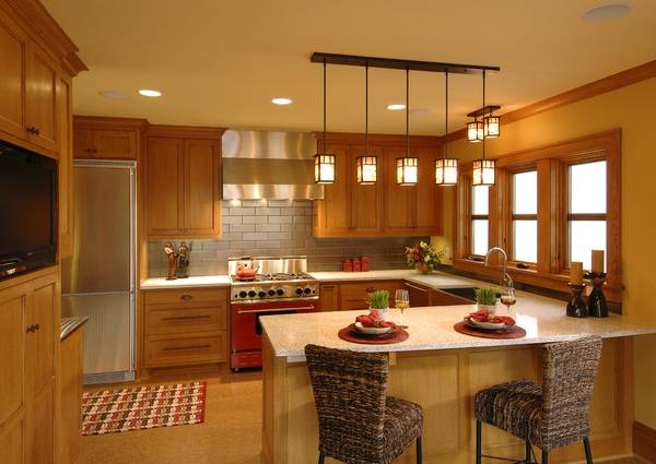 Потолочные и точечные светильники для кухни с натяжным потолком