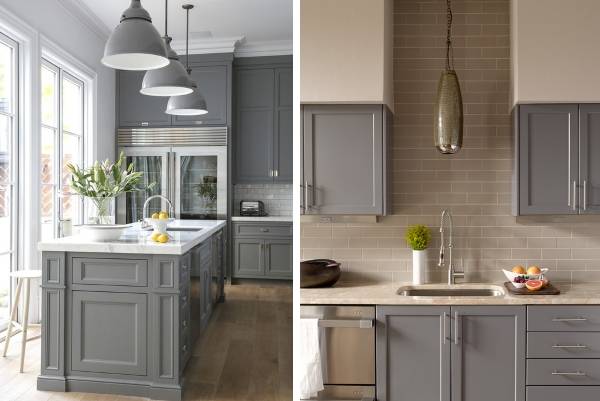 Кухни серого цвета - фото в интерьере в сочетании с бежевым