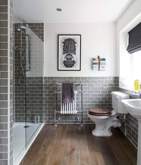 Серый и коричневый цвет в интерьере ванной комнаты