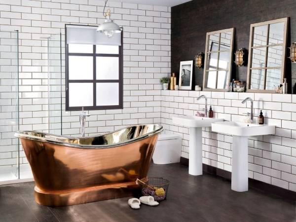 Luxury дизайн ванной в стиле лофт - фото