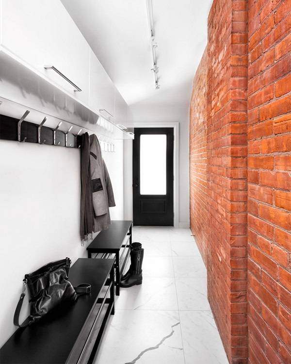 Маленький узкий коридор - дизайн фото в стиле лофт