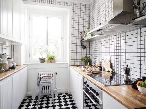 Маленькая кухня в квартире в скандинавском стиле