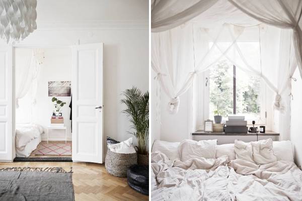 Скандинавский интерьер спальни в малогабаритной квартире