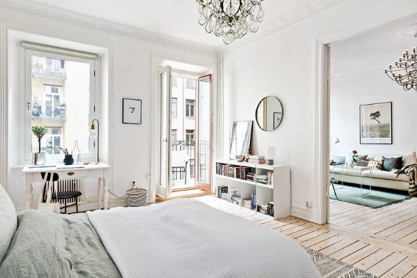Двухкомнатная квартира в скандинавском стиле - фото спальня гостиная