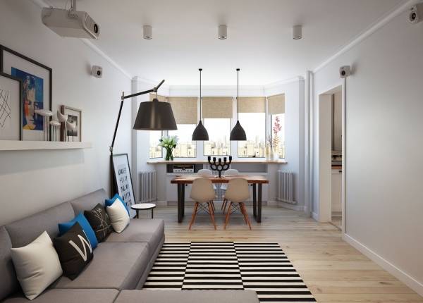 Двухкомнатная квартира в скандинавском стиле - фото гостиной