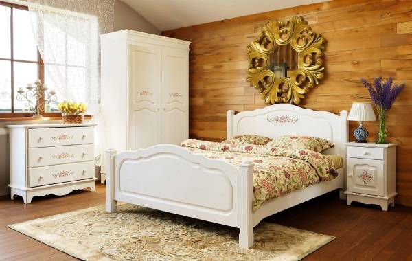 Кровать, шкаф, комод и другая мебель в стиле прованс для спальни