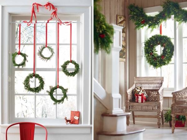 Как красиво украсить окно на Новый год с гирляндами