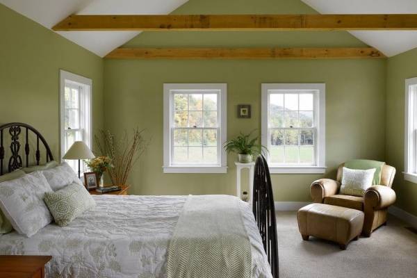 Дизайн спальни в стиле прованс - фото в зеленом цвете