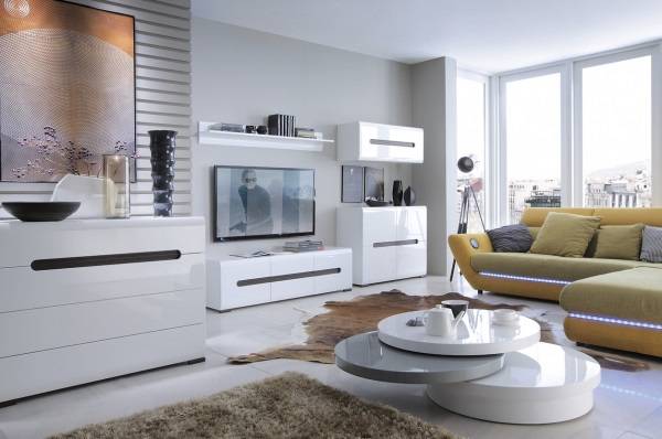 Белая модульная мебель для гостиной в современной стиле