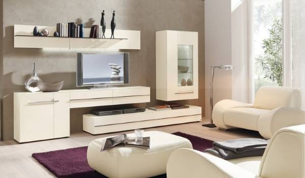 Модульная белая мебель для гостиной в современном стиле