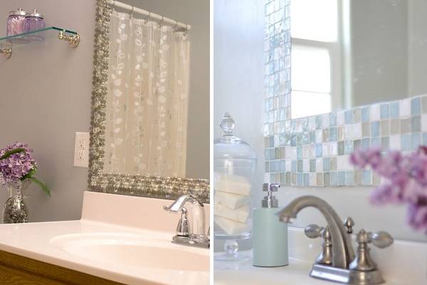 Как украсить стены в ванной - декор зеркала мозаикой