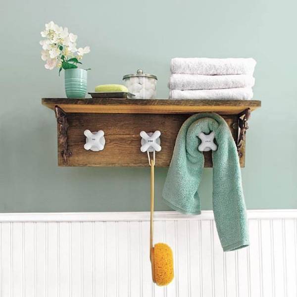 Креативный декор в ванной комнате - фото вешалки для полотенец