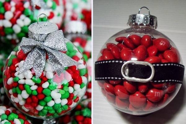 Шар новогодний с конфетами внутри - фото