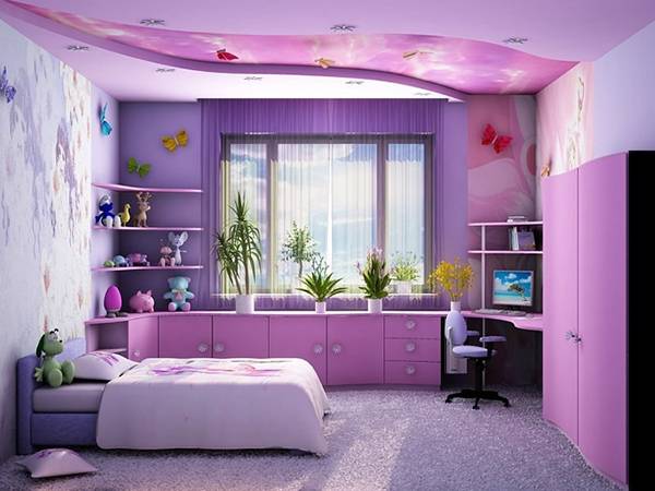 Фиолетовый цвет в интерьере детской комнаты