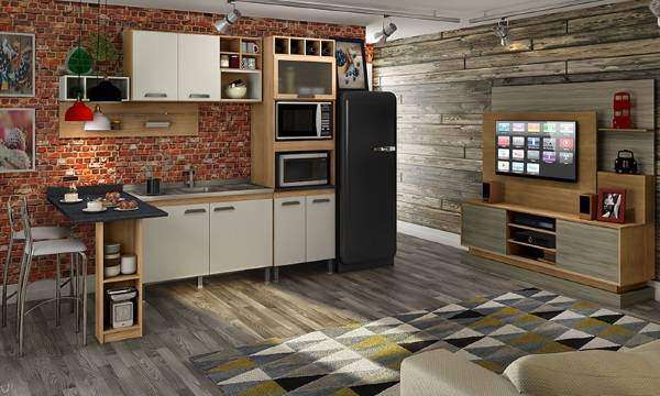 Кухня гостиная в стиле лофт - фото в дизайне квартиры-студии