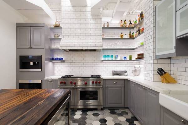 Дизайн плитки в стиле лофт для кухни - фото в интерьере
